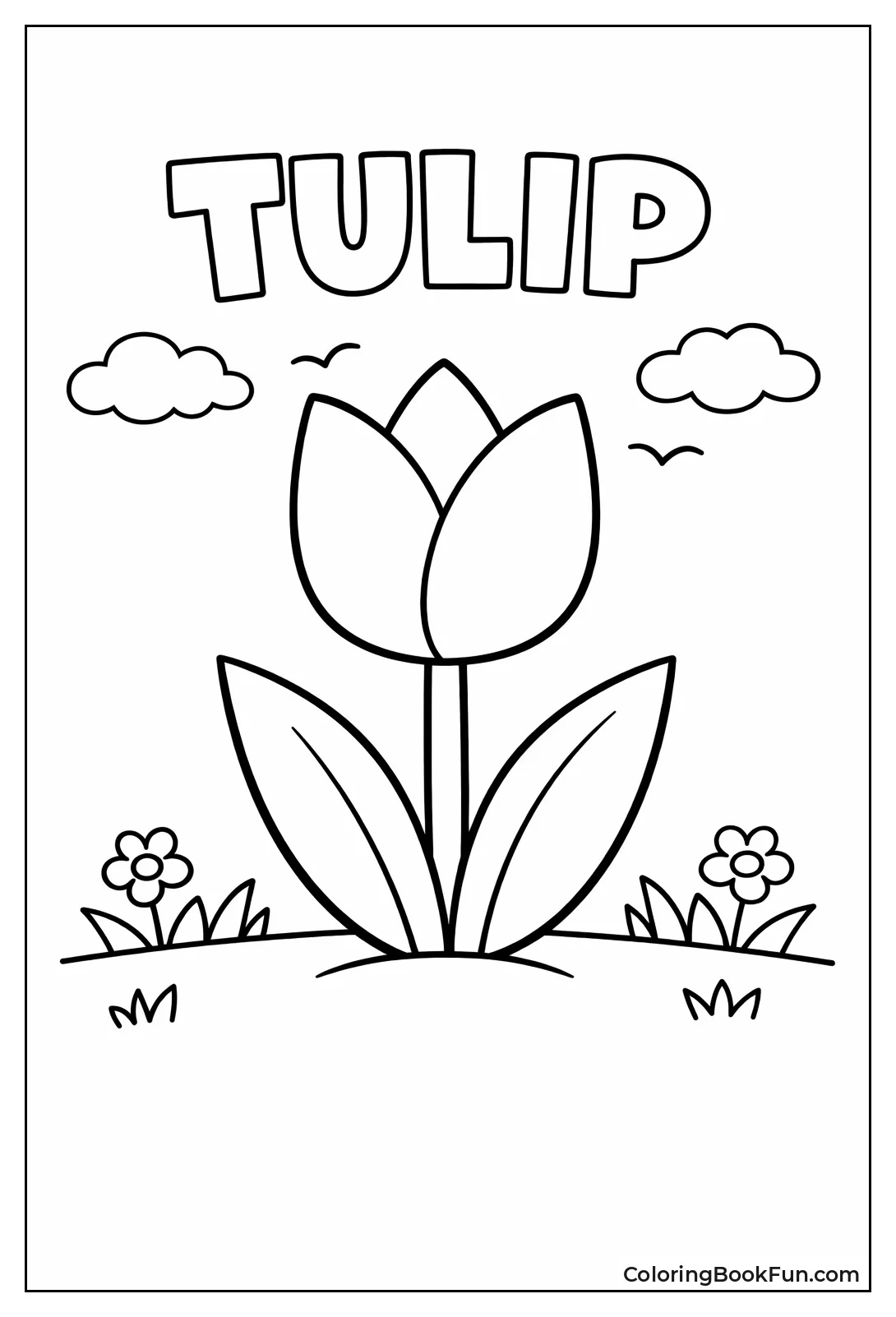 Simple Tulip Outline Drawing
