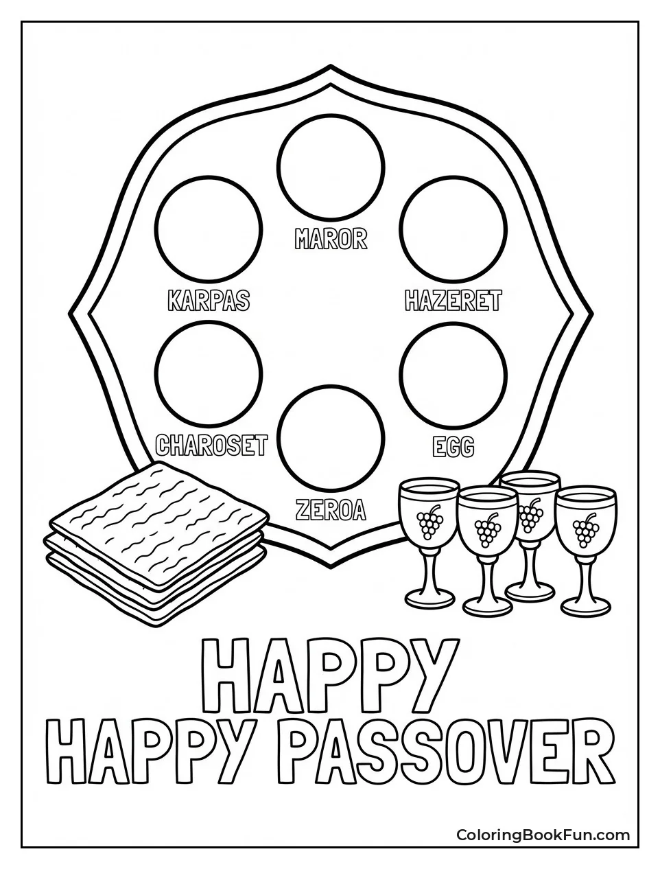 Matzah, Seder Plate and Wine Cups