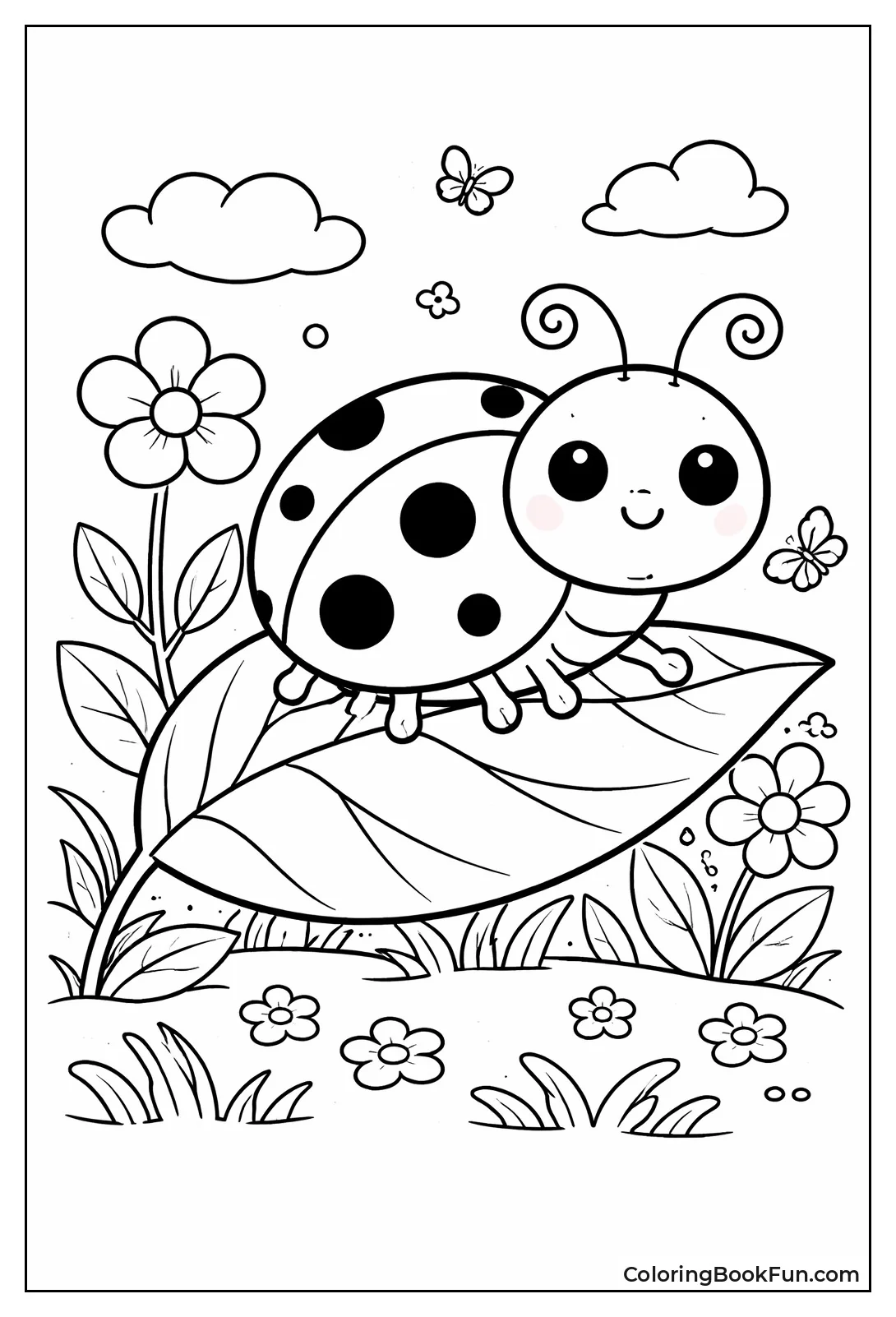 Bold Preschool Ladybug Outline