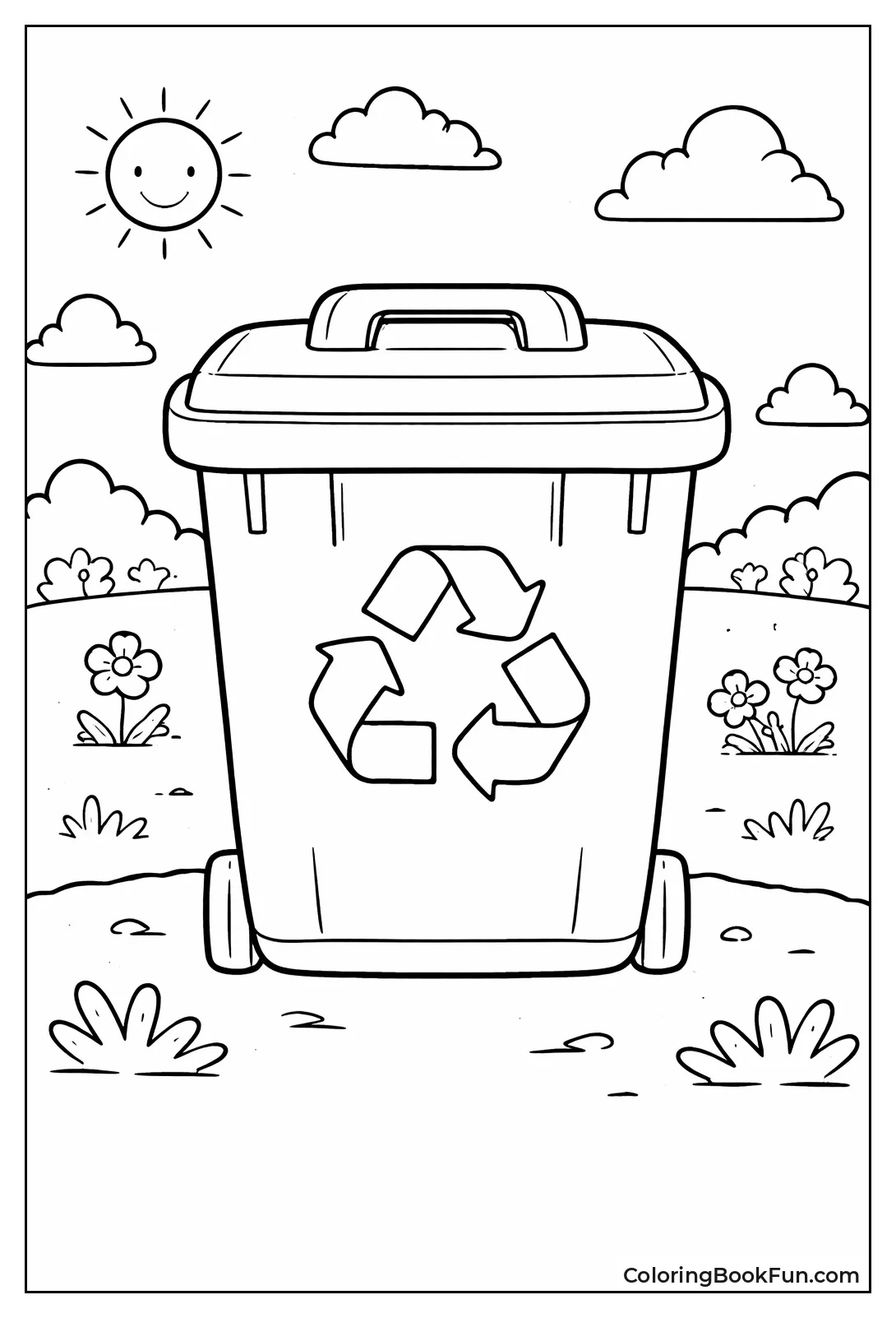 Big Recycling Bin with Arrows