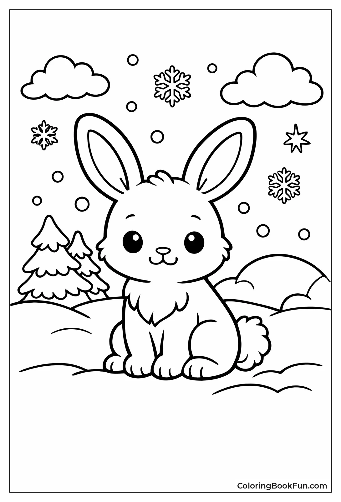 Cute Snow Bunny Sitting