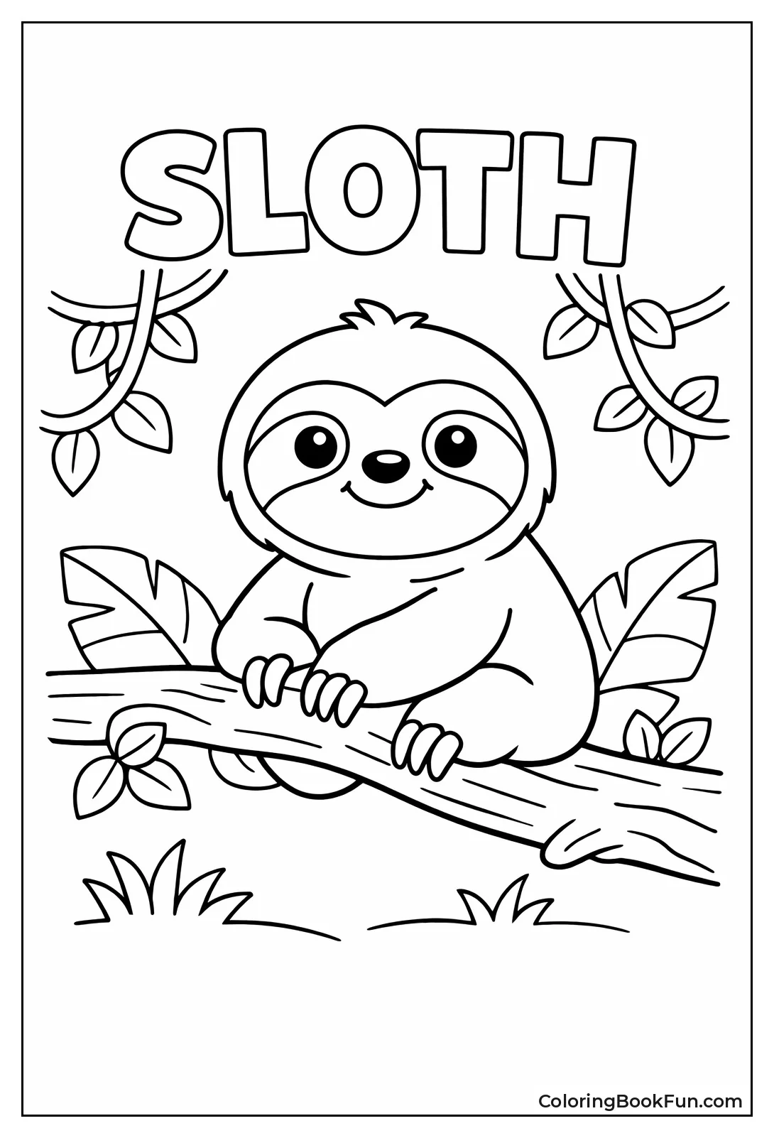 Simple Smiling Sloth Sitting