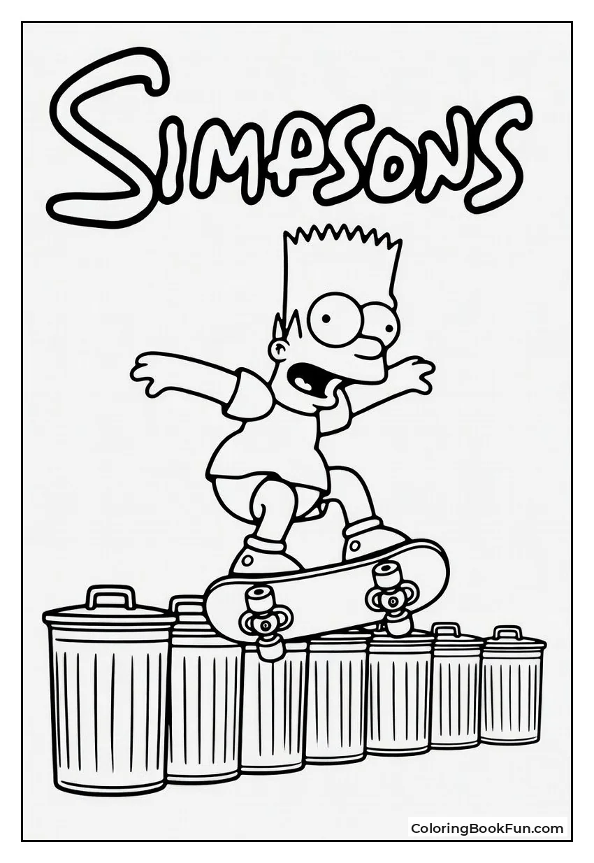Bart Flips Skateboard over Cans