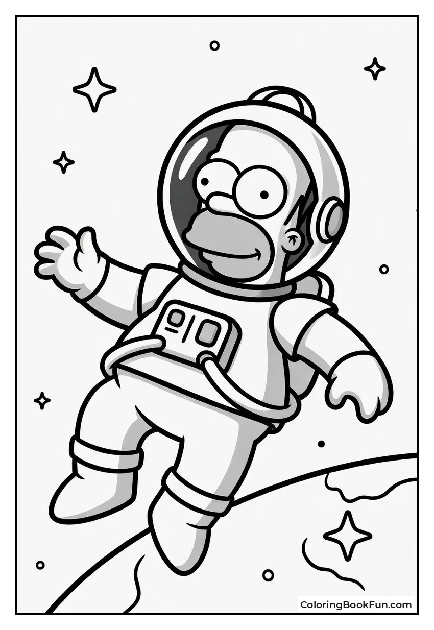 Homer Floats as Astronaut