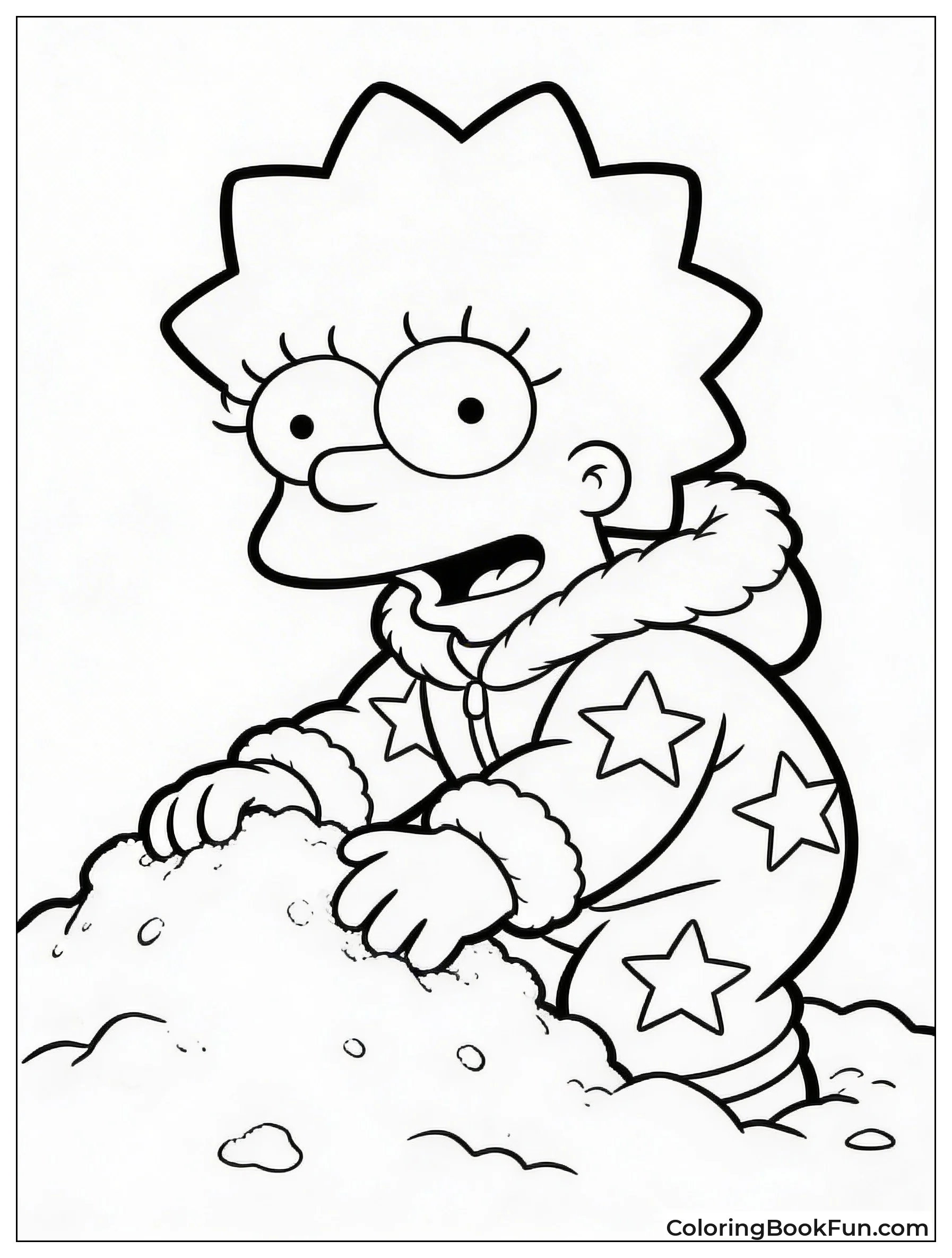 Maggie Plays in Star Snowsuit