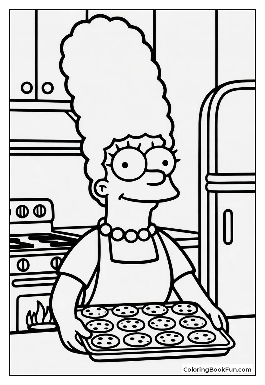 Marge Holds Fresh Cookies from Oven