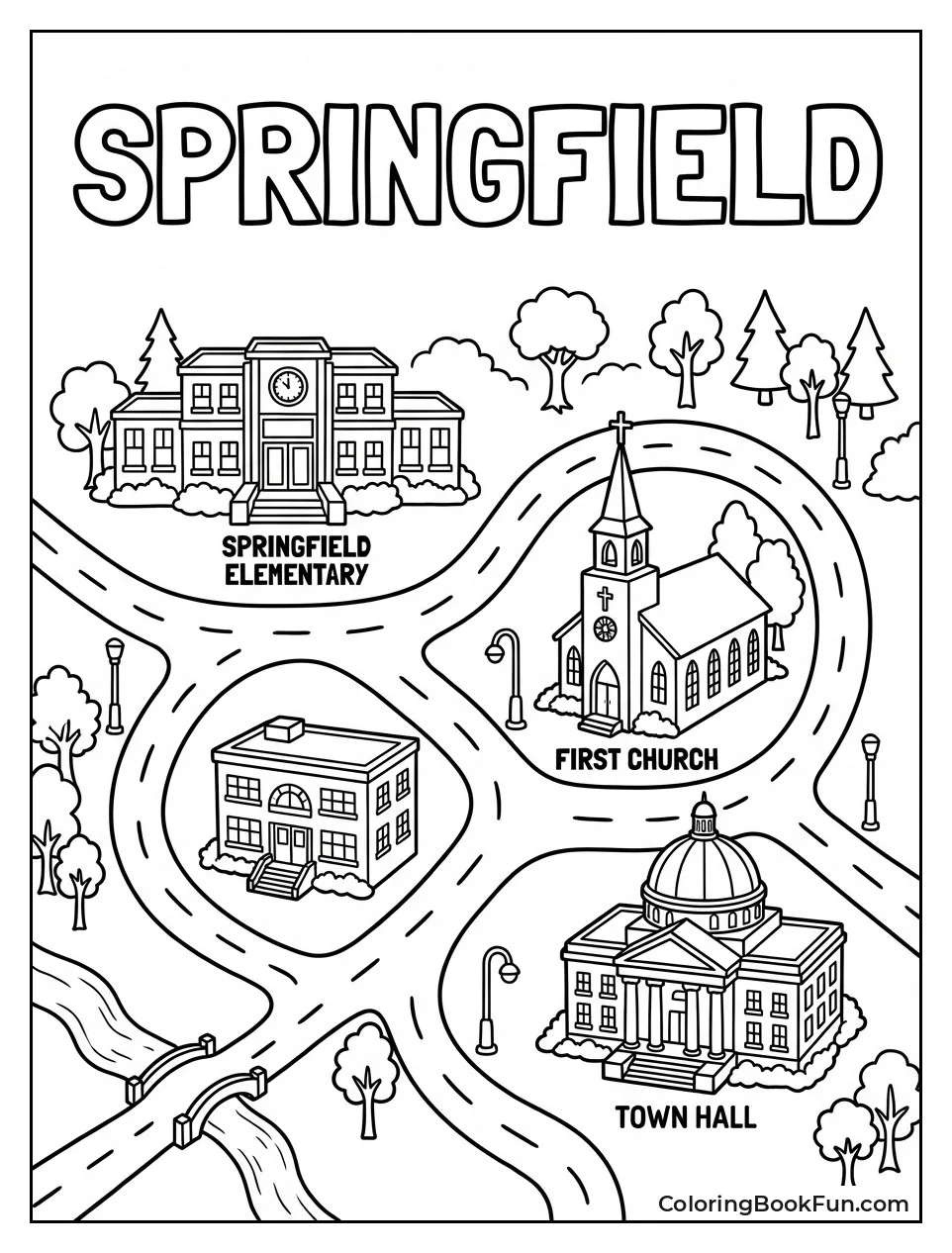Springfield Map with Landmarks