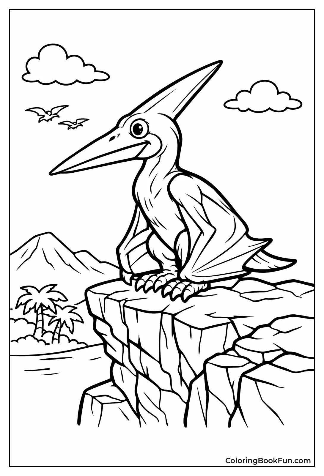 Pterodactyl Perched on Cliff