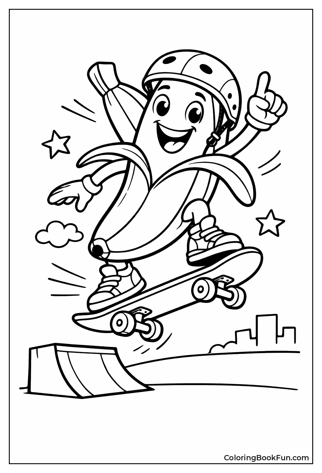 Skateboarding Banana Doing Trick