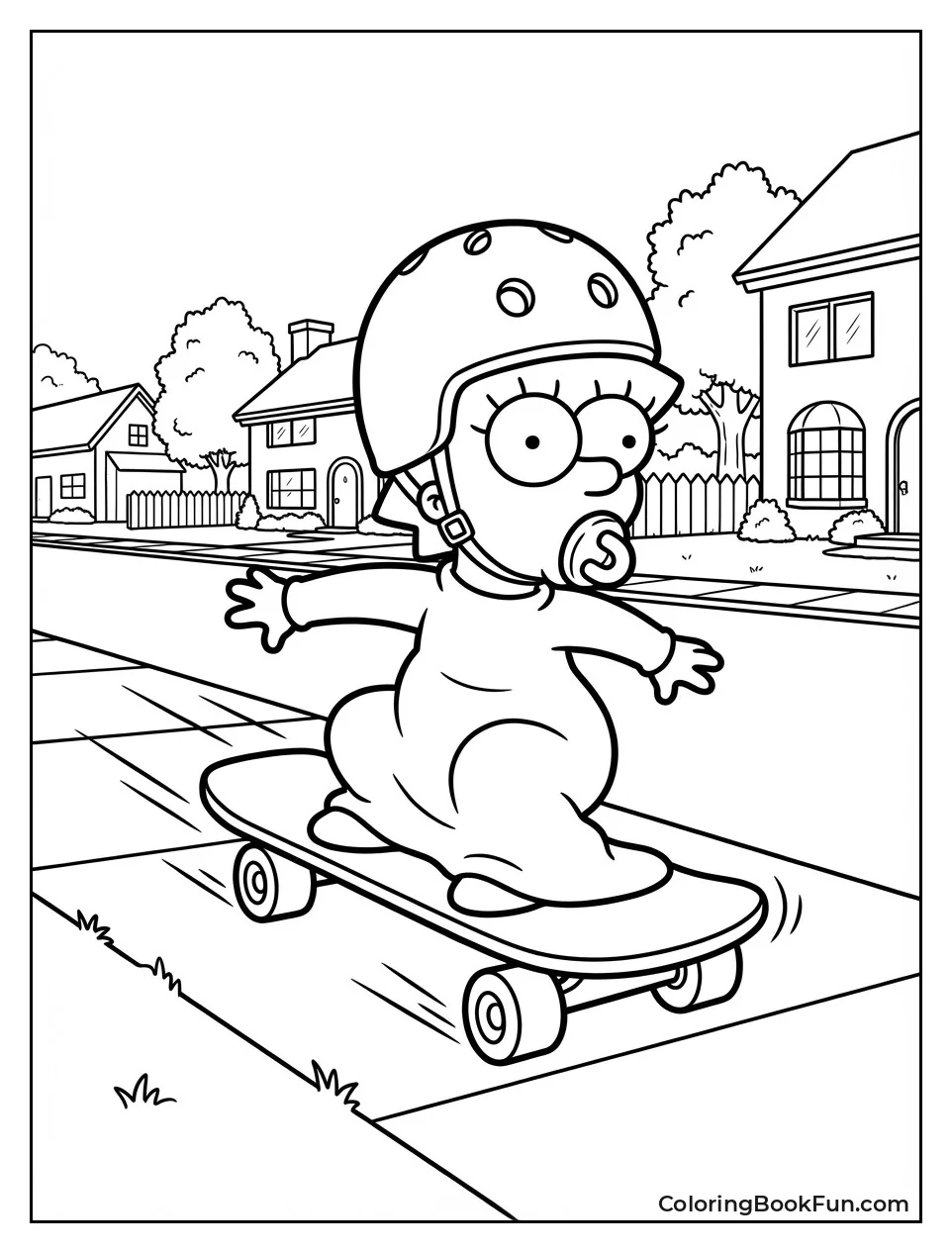 Maggie Skateboards down Sidewalk