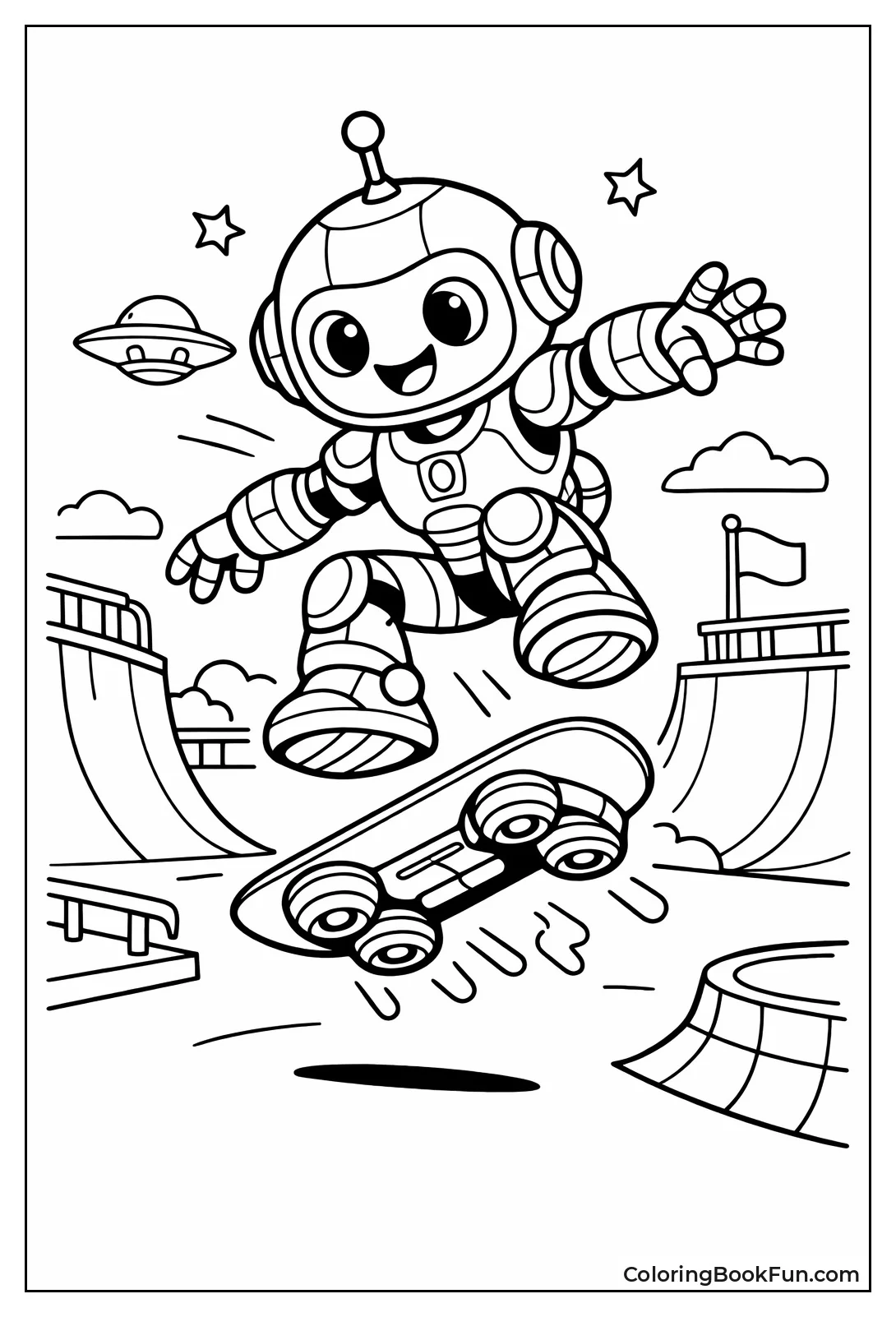 Robot Skateboards in Park