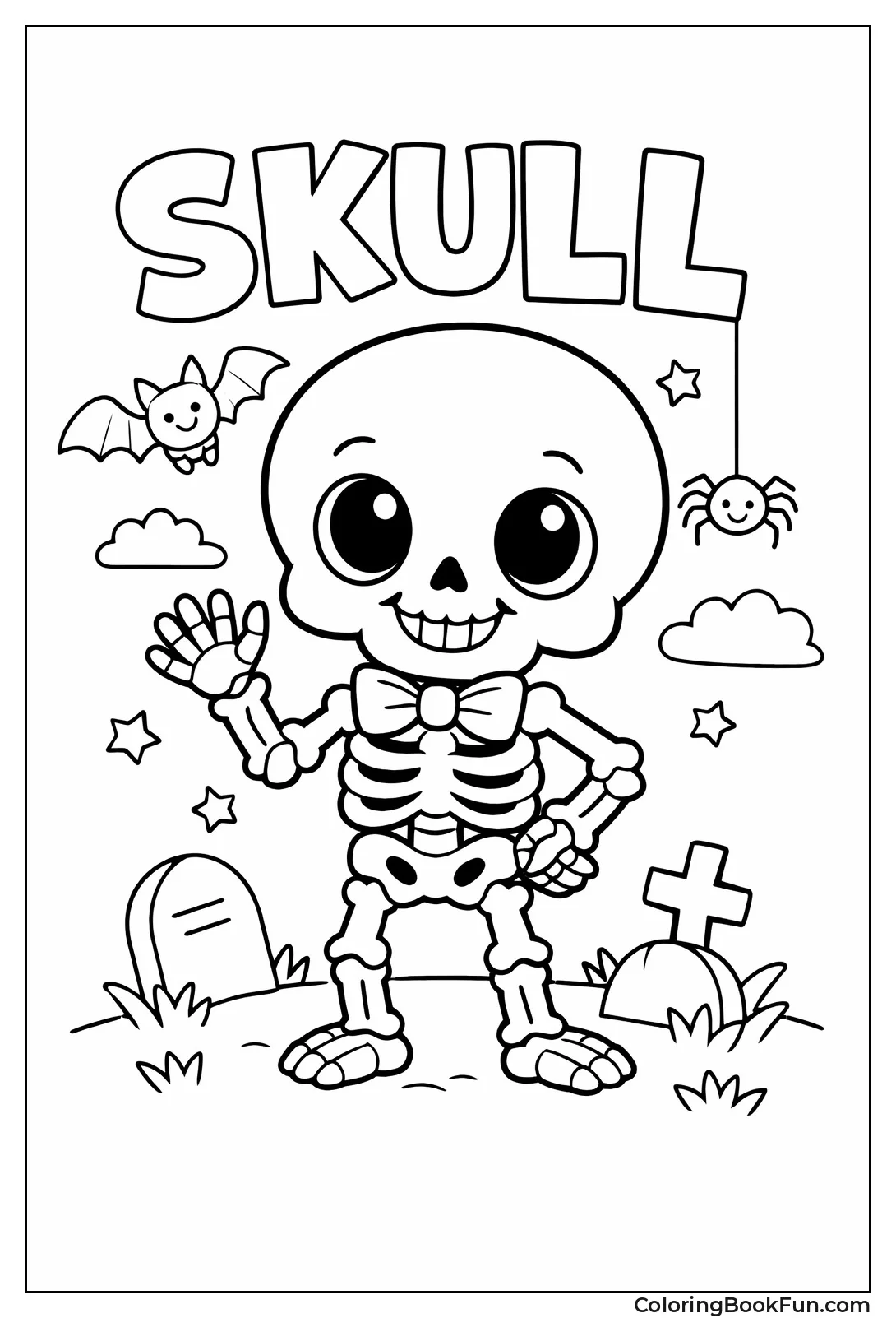 Cute Smiling Skull with Bowtie