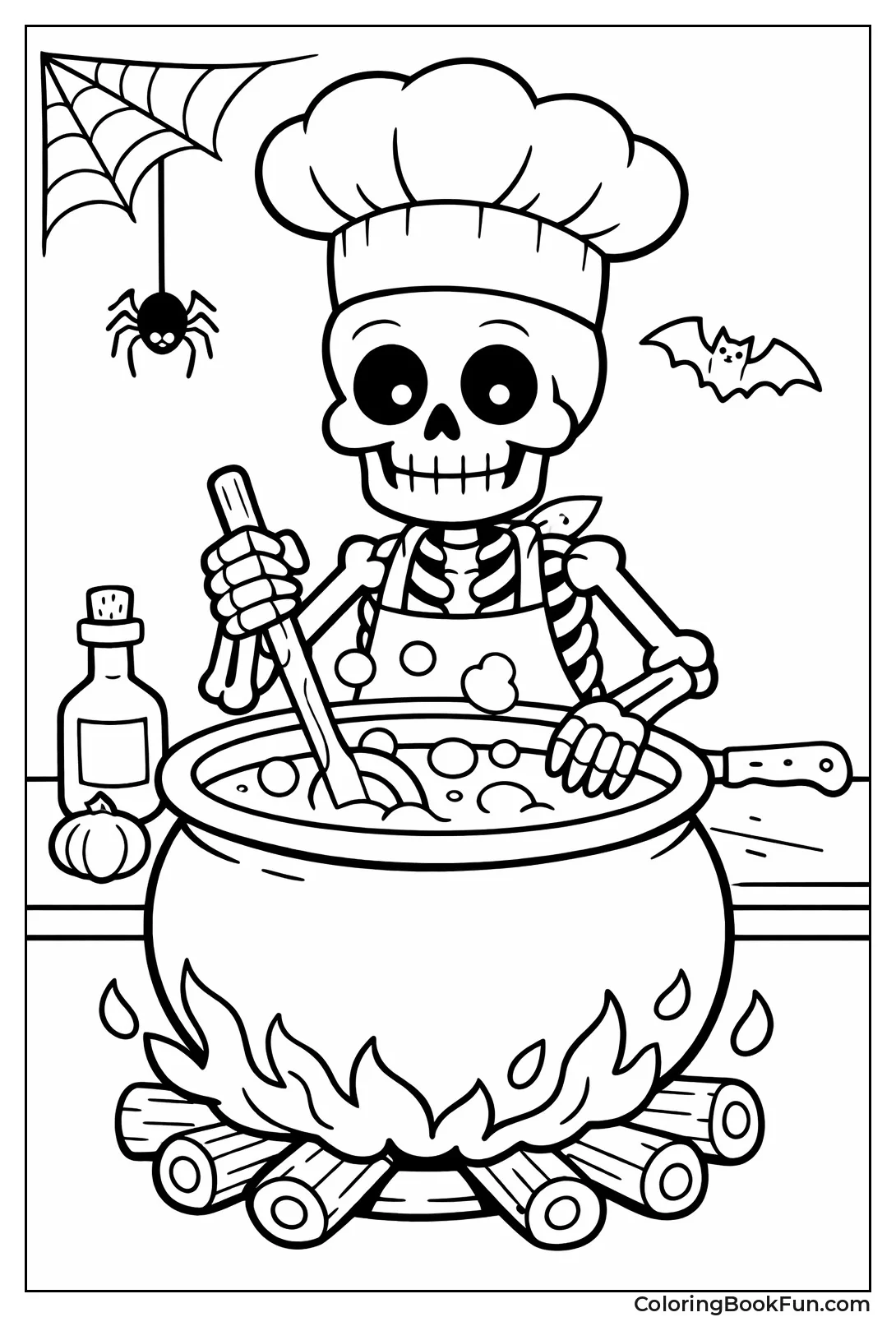 Chef Skeleton Stirring Soup