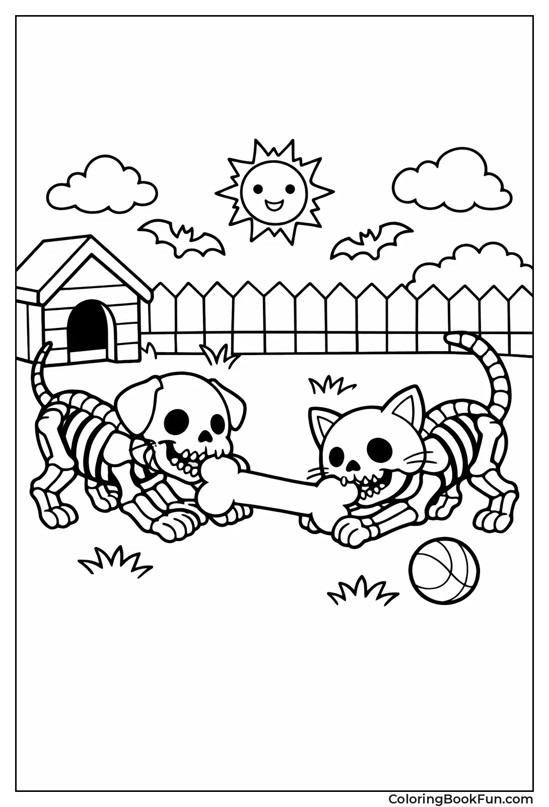 Skeleton Pets Playing Together