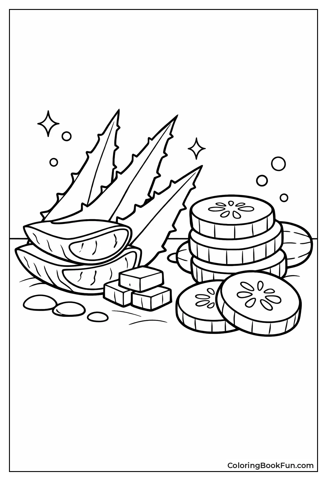 Aloe Leaf and Cucumber Slices