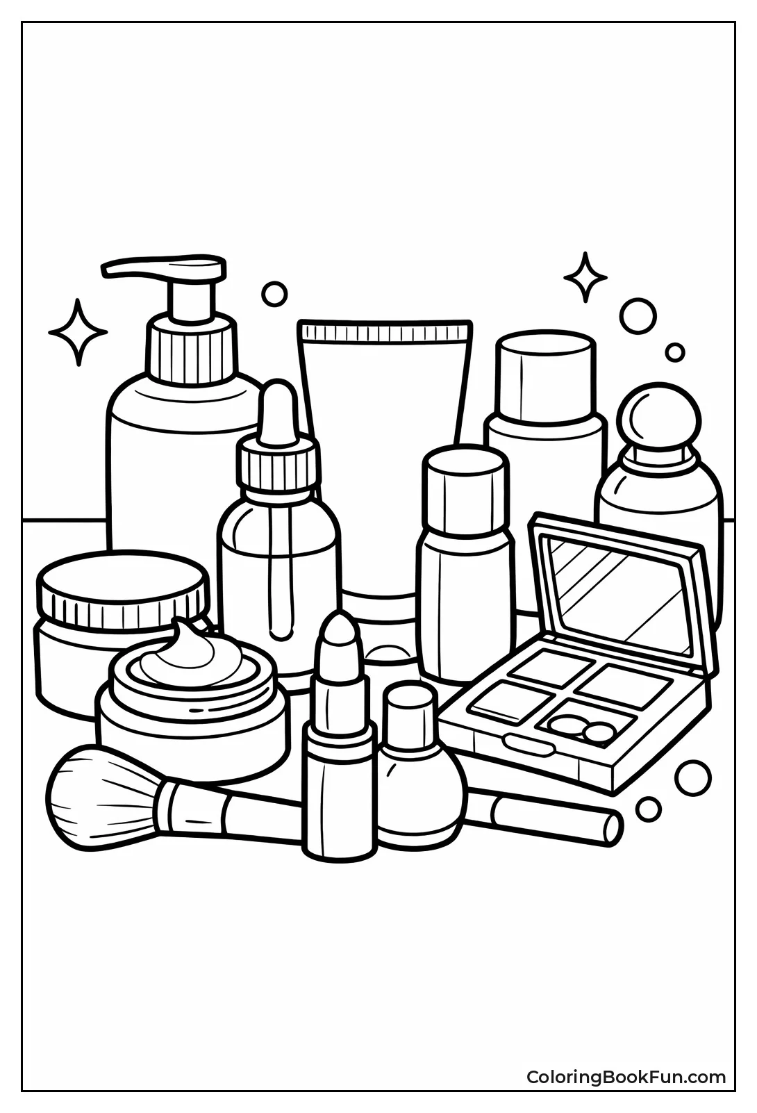 Skincare Bottles and Makeup