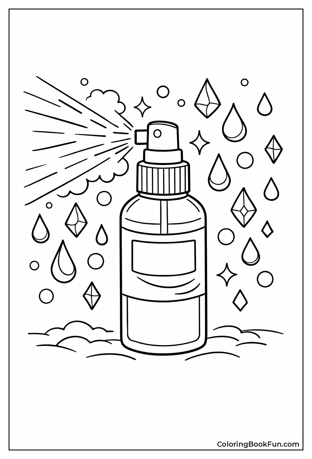 Spray Bottle with Mist Droplets
