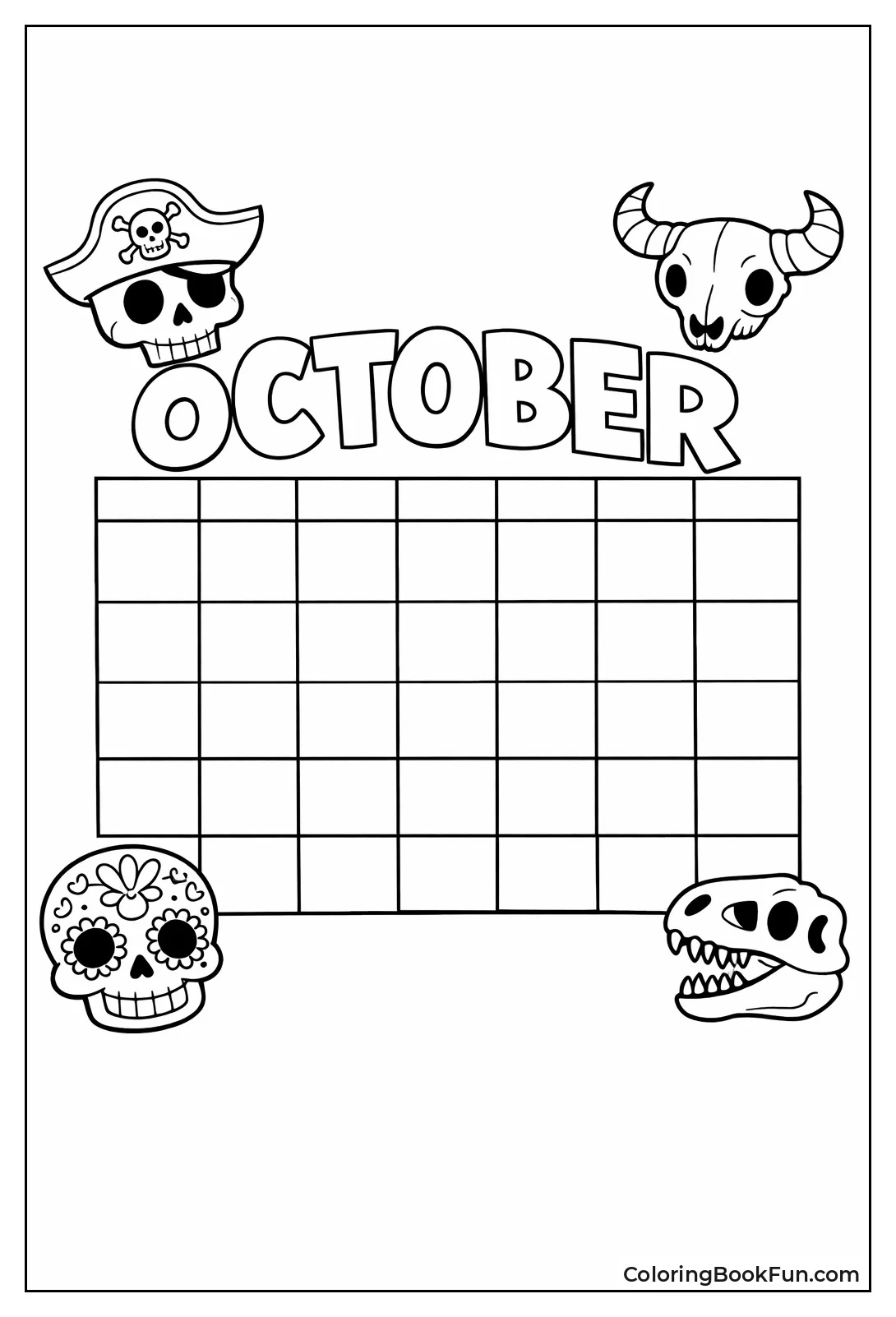 Calendar Grid with Skull Icons