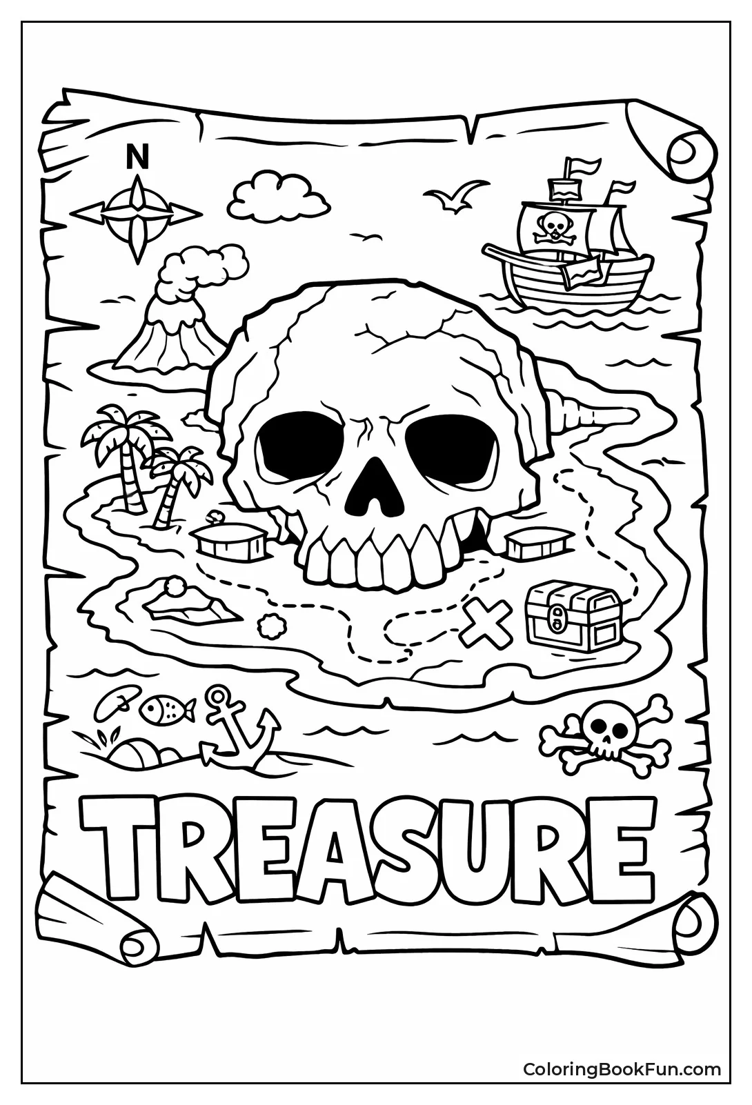 Treasure Map Shaped like Skull