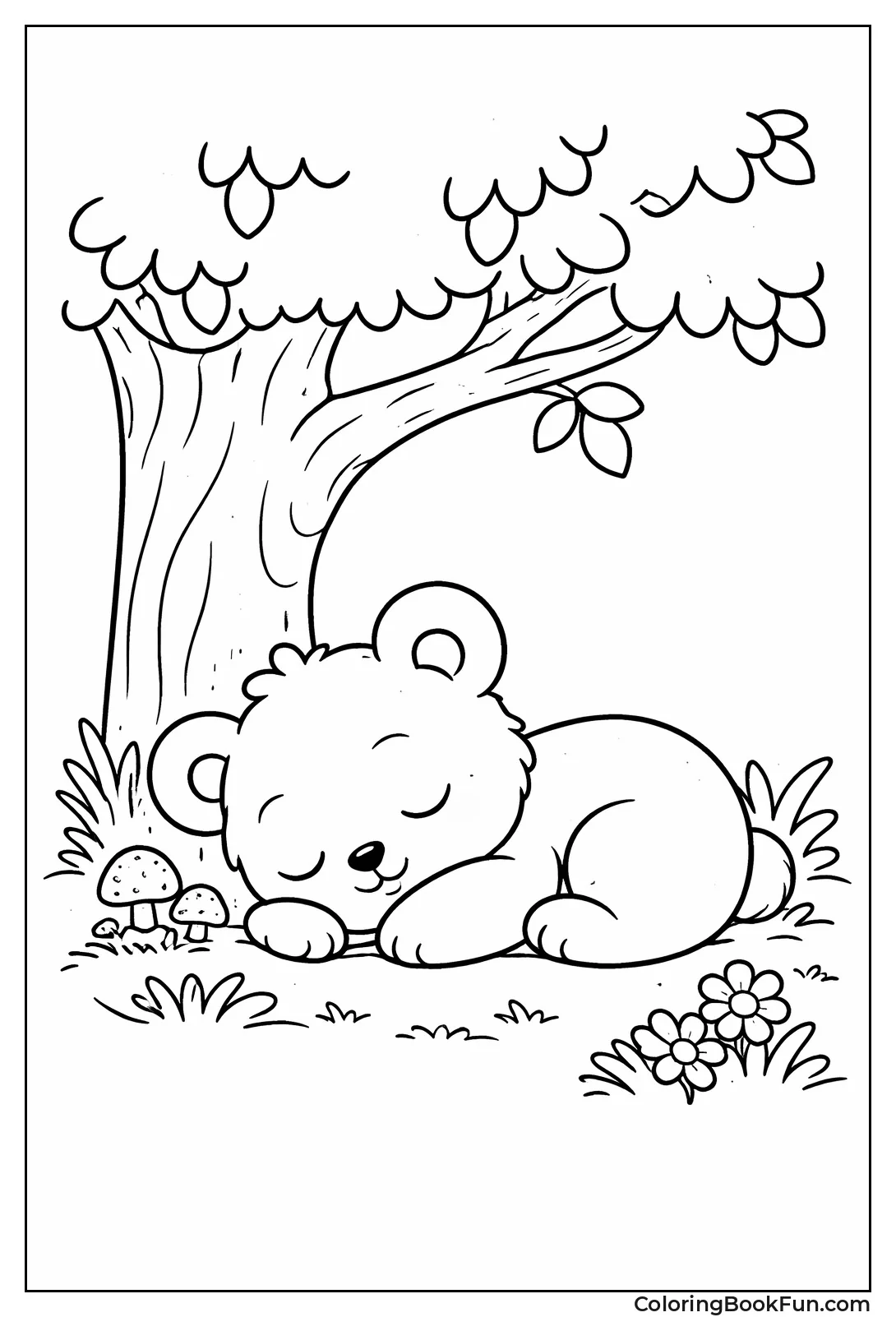 Sleeping Cub under Tree