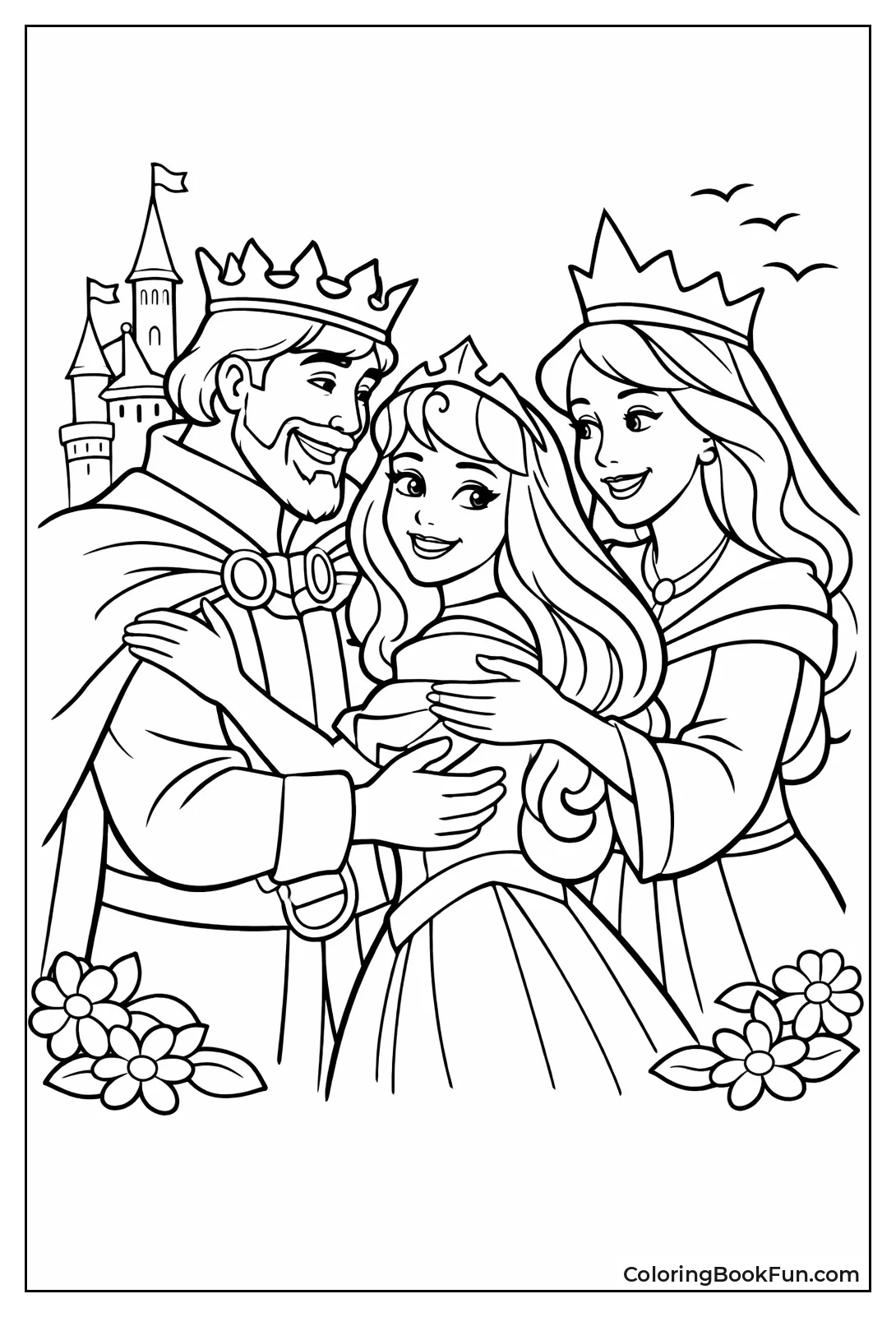 Aurora Hugging her Parents