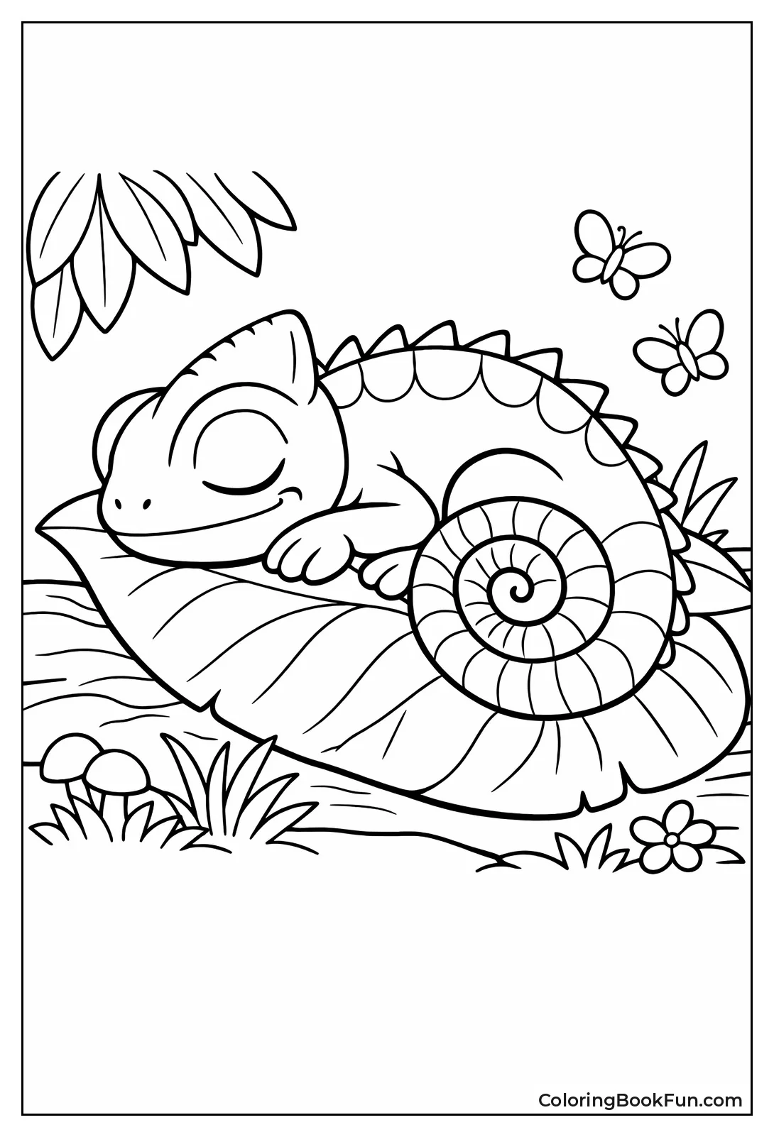 Sleeping Chameleon Coils Tail