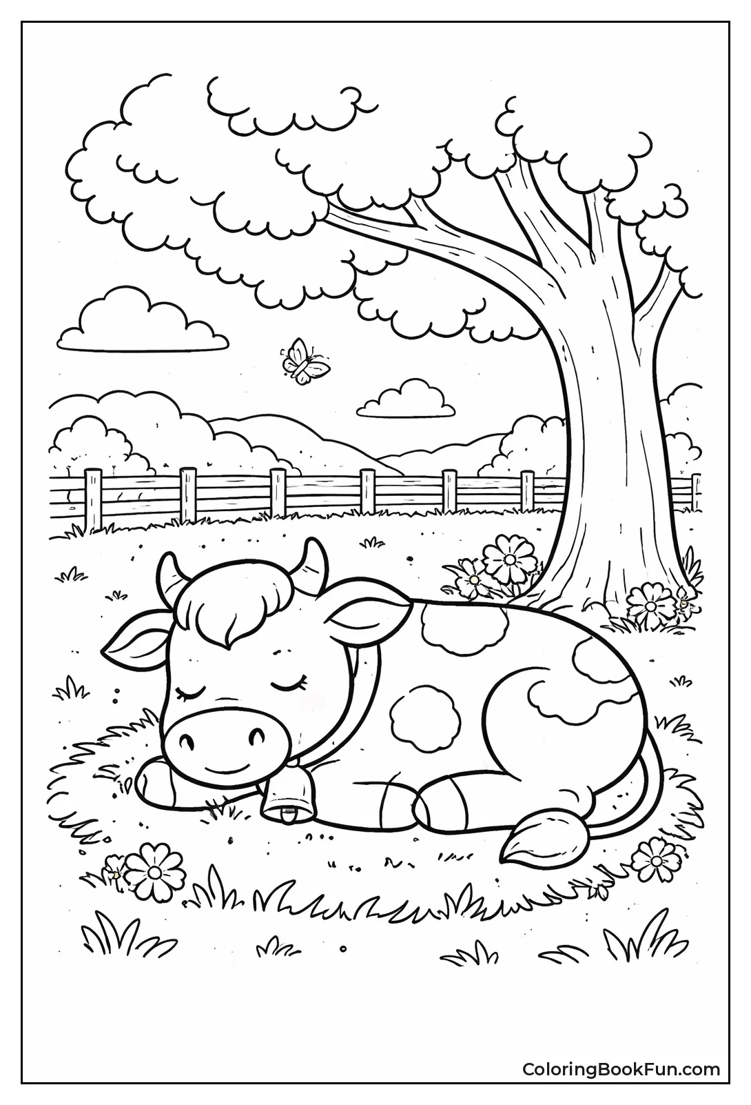 Sleeping Cow under Tree