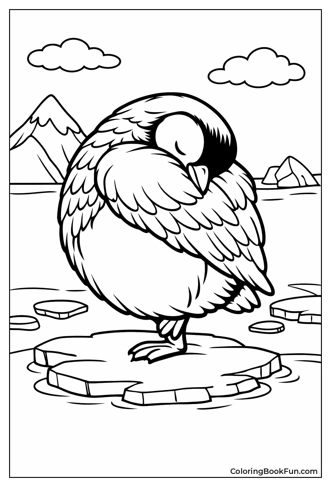 Sleeping Penguin on Ice