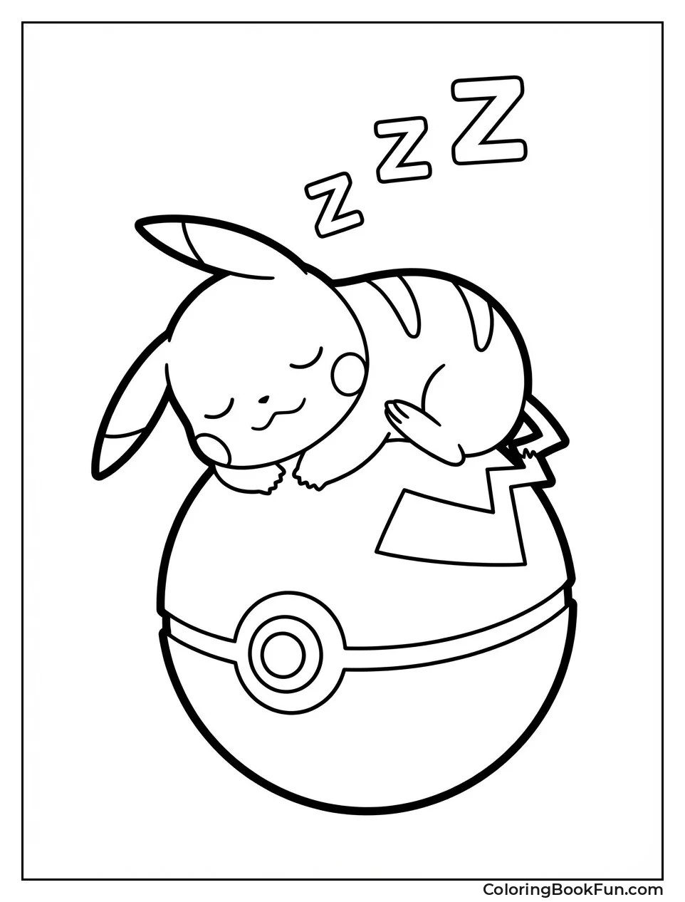 Sleeping Pikachu on Poké Ball