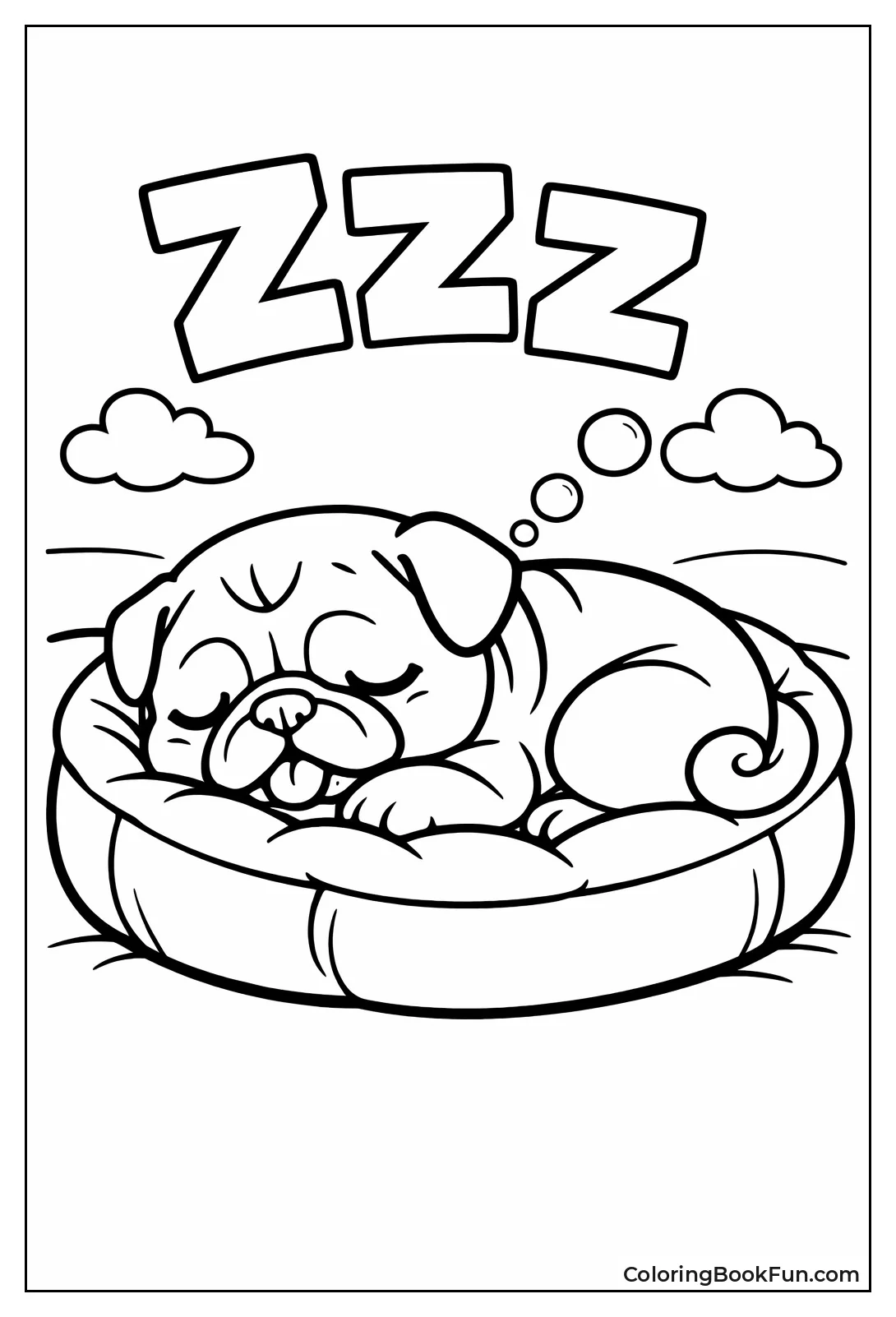 Sleeping Pug in Bed