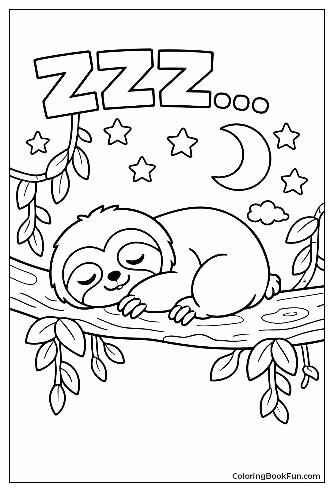 Sleepy Sloth Napping Curled Up