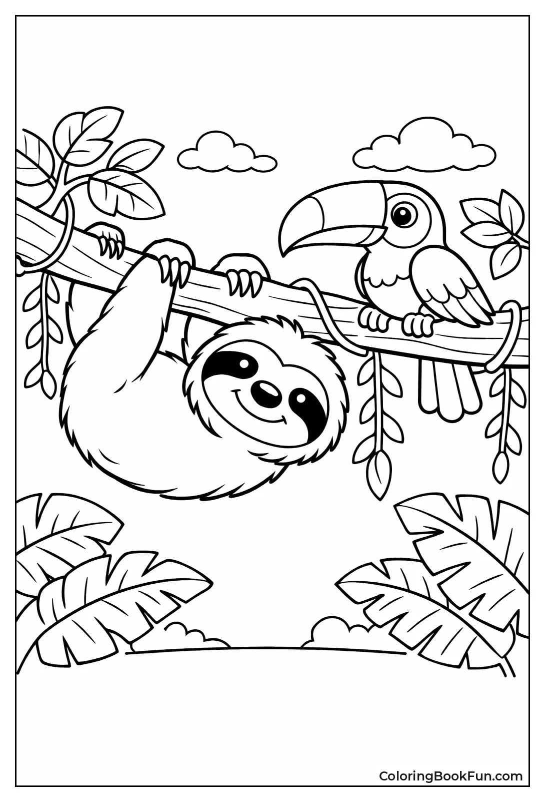 Sloth Meets Colorful Toucan