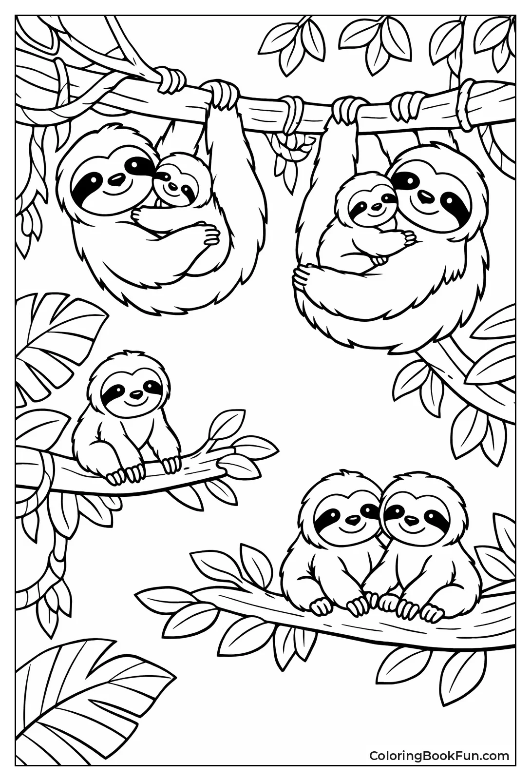 Sloth Family Hanging Out