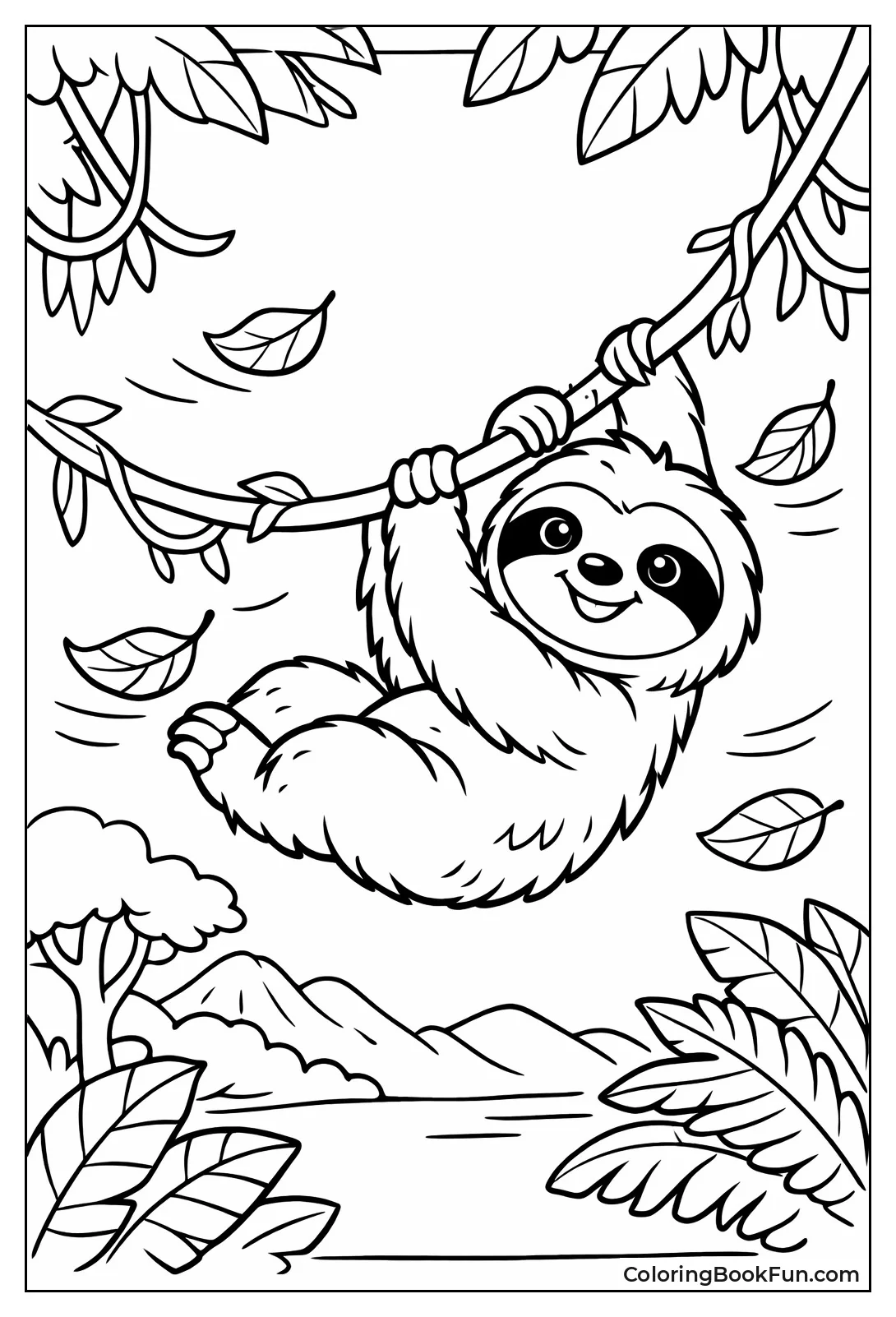 Sloth Swinging on Vine