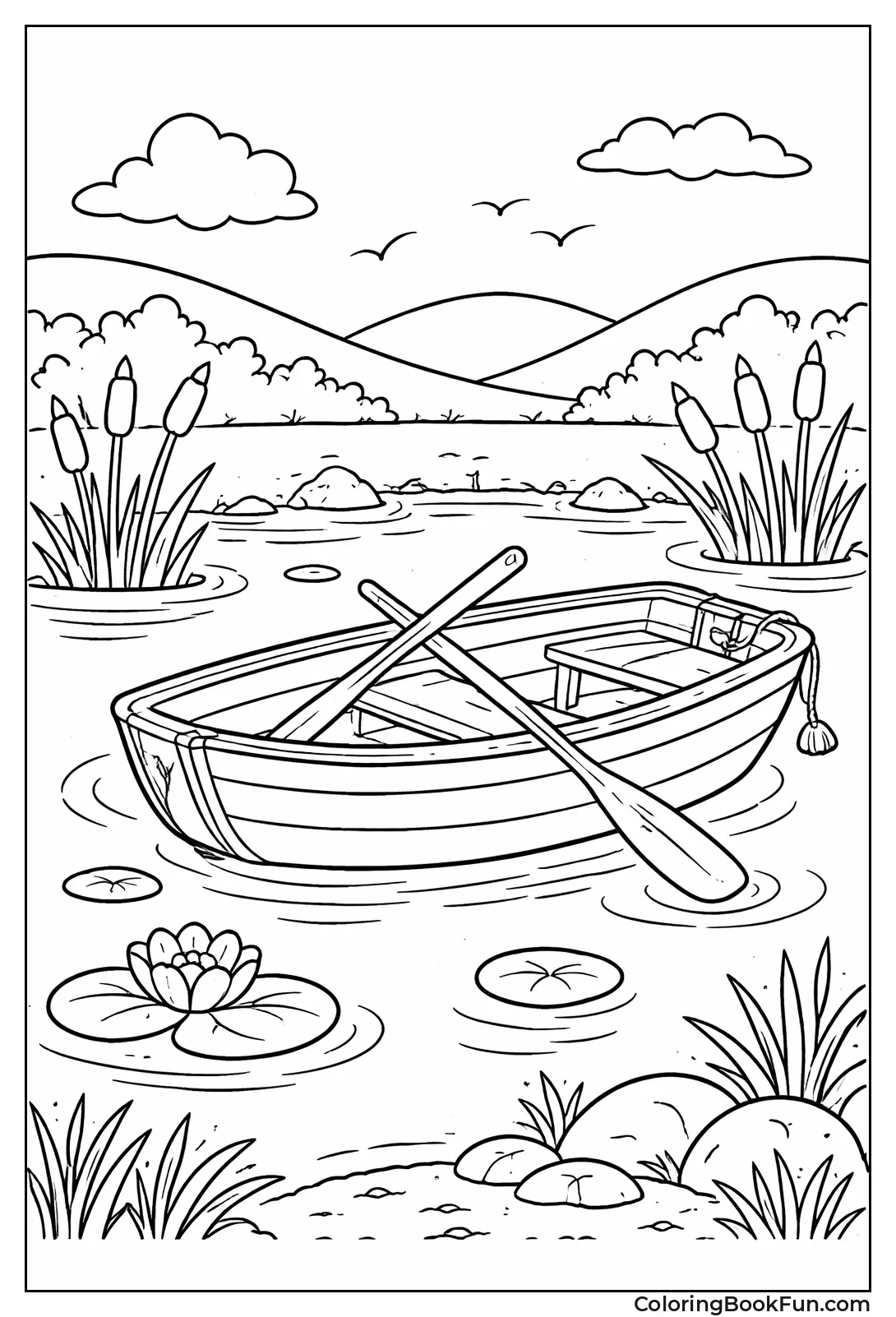 Small Rowboat on Pond