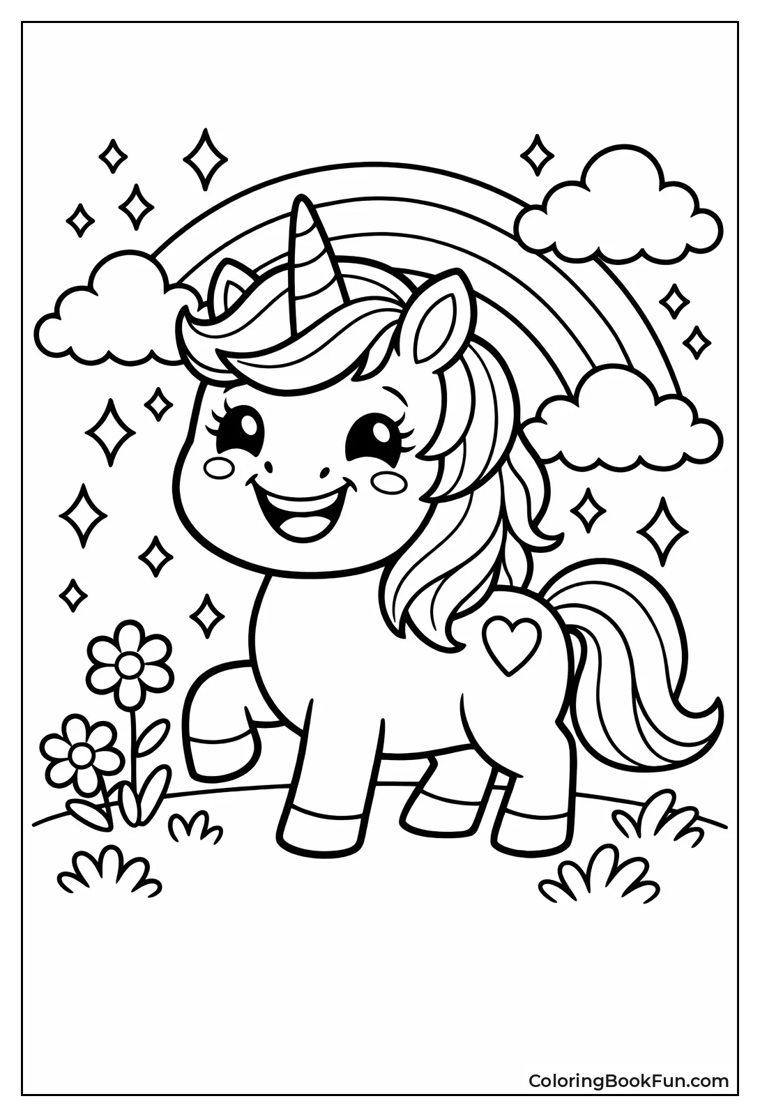 Smiling Unicorn with Horn