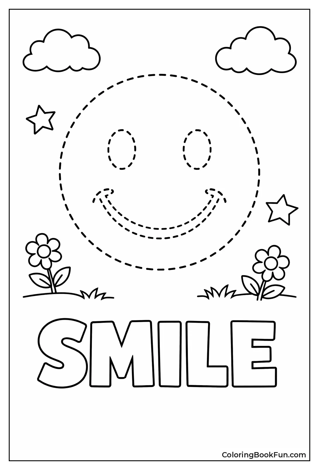 Trace Dotted Happy Grin