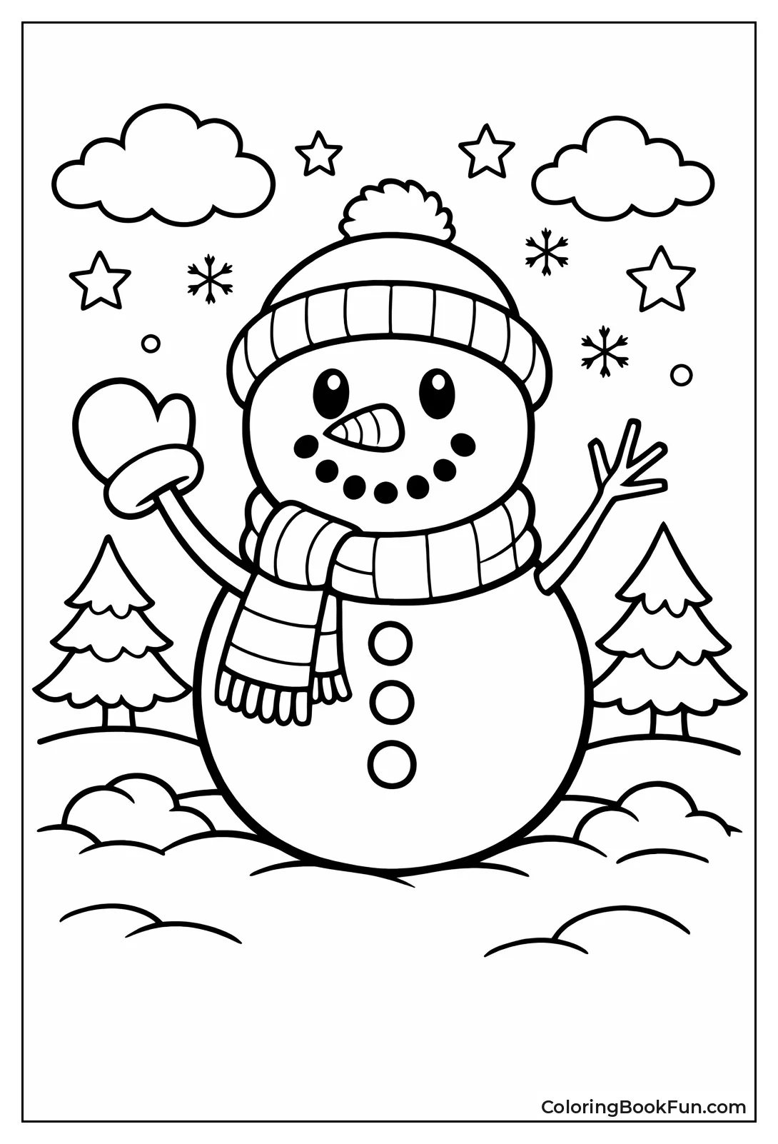 Smiling Snowman in Winter