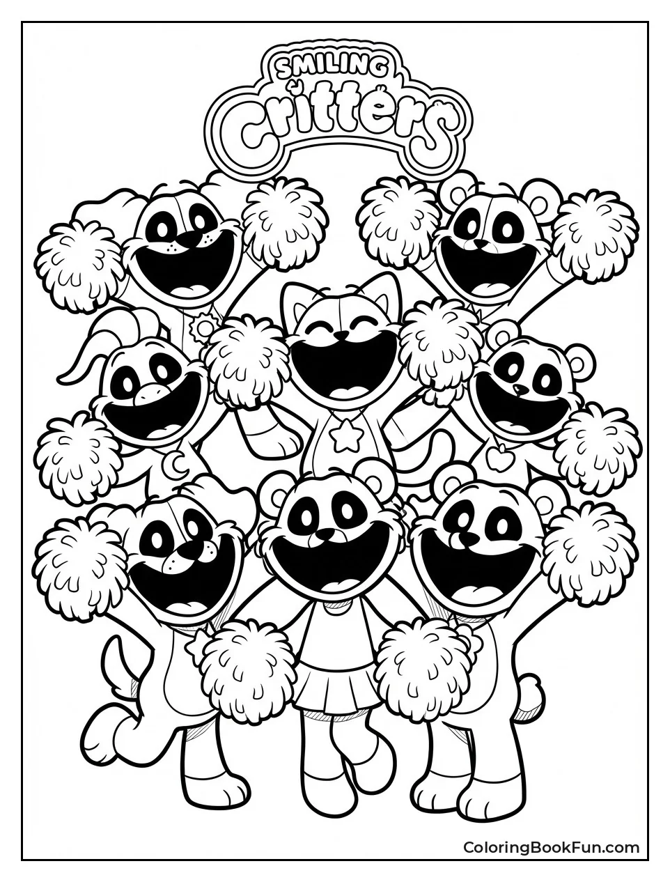 Critters Cheering with Pom-Poms