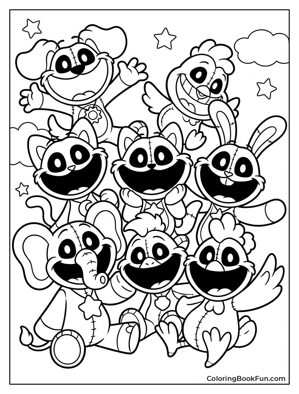 Cartoon Smiling Critters Group