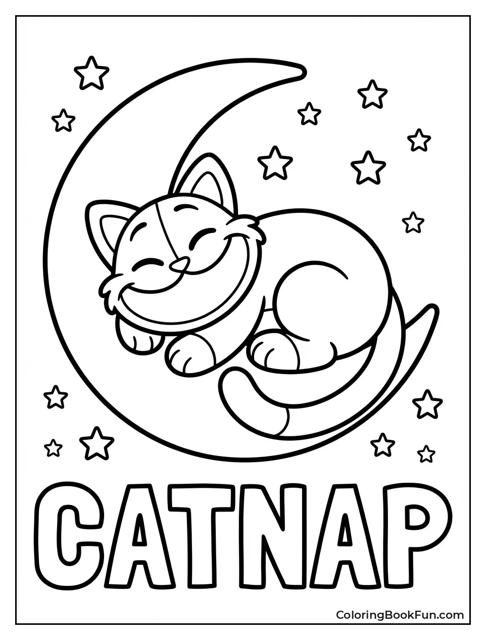 CatNap Curled in Crescent Moon