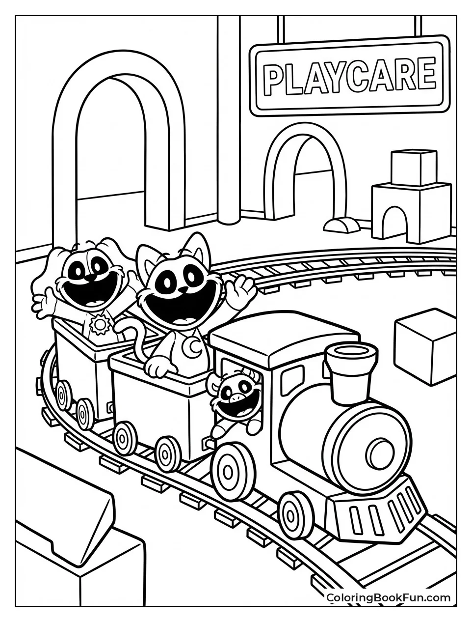 Critters Riding Toy Train