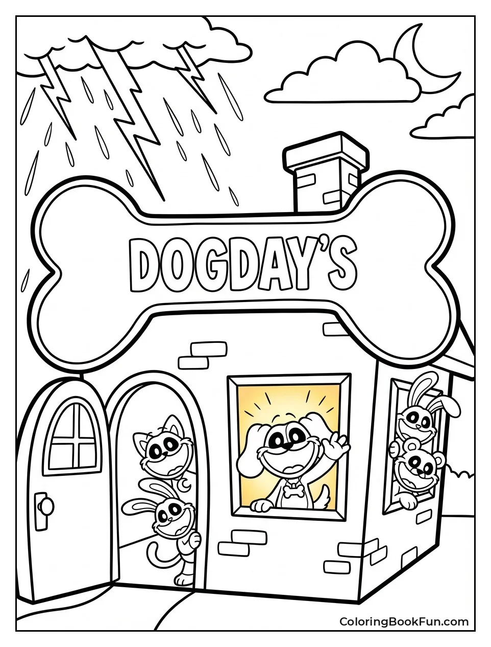 DogDay House on Stormy Night