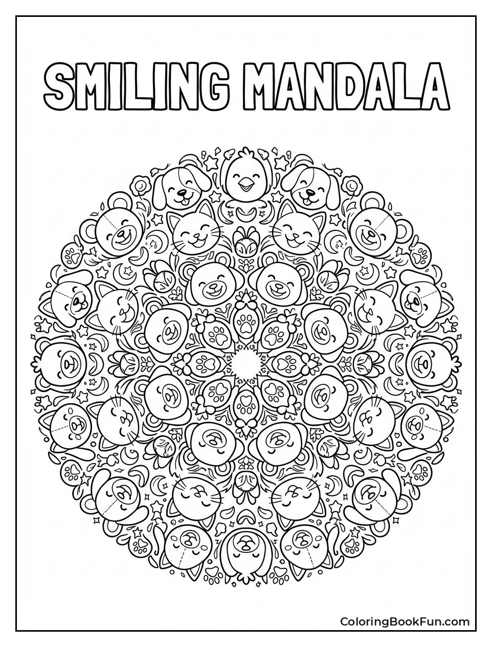 Smiling Critters Mandala Design