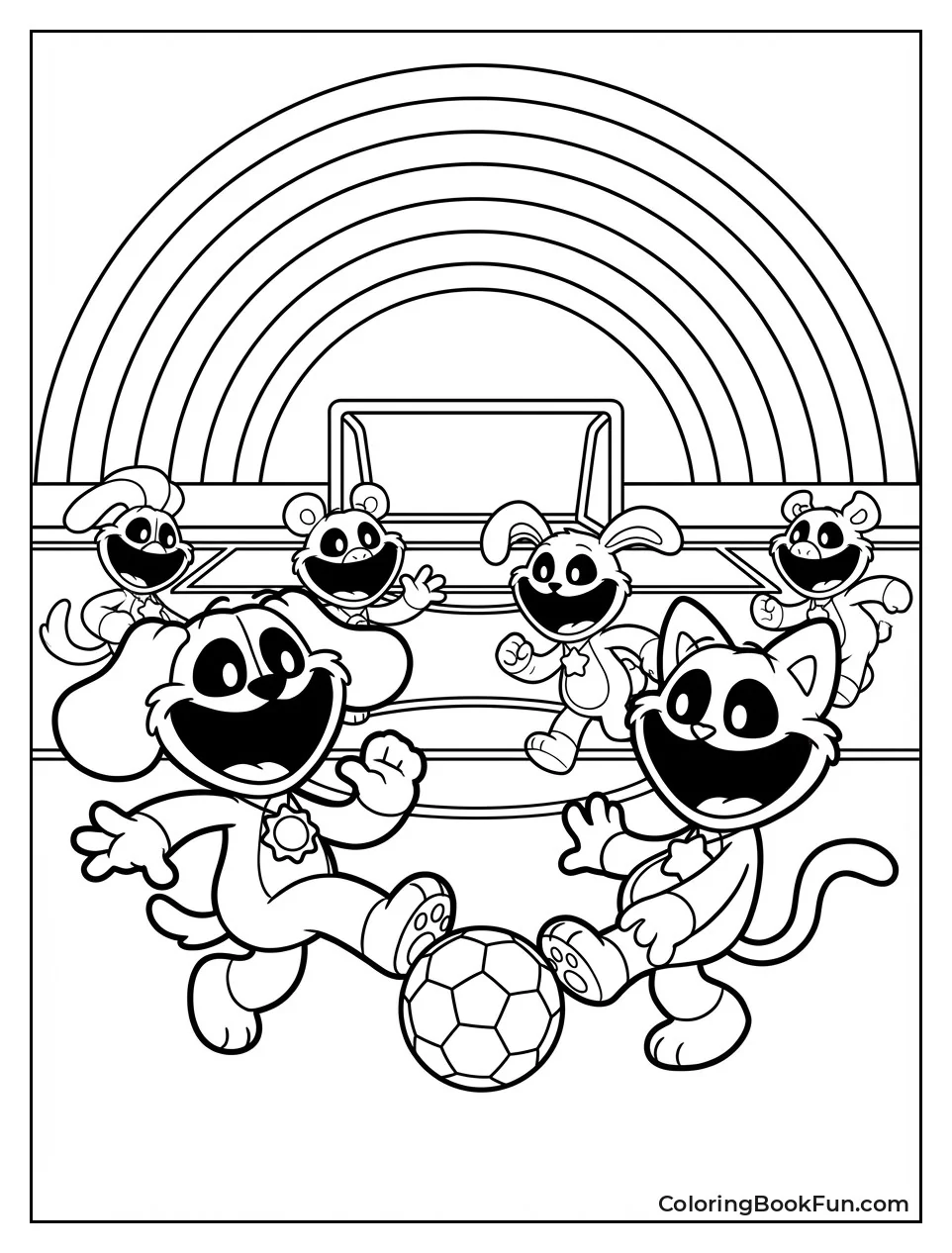 Critters Playing Rainbow Soccer