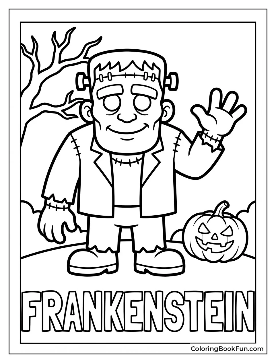 Smiling Frankenstein Waves Happily