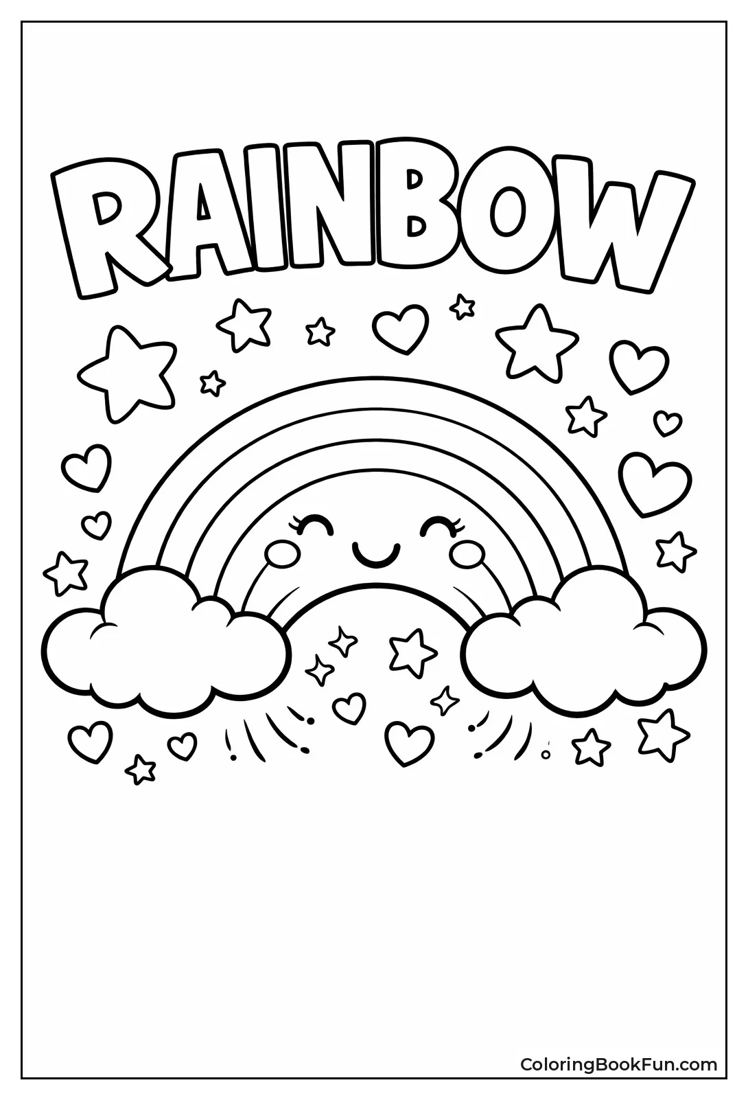 Smiling Kawaii Rainbow with Hearts