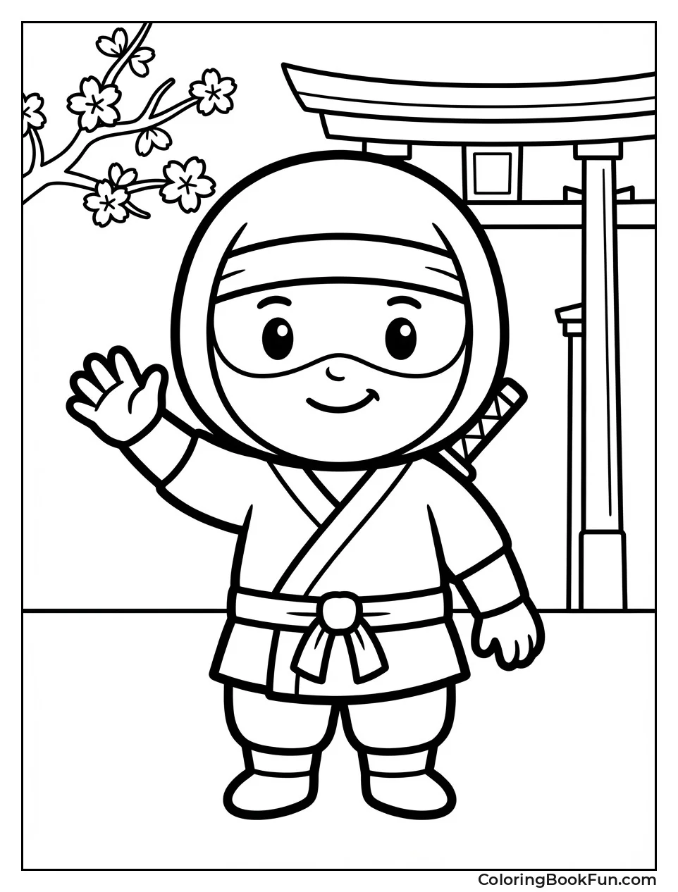 Smiling Ninja Waving Happily