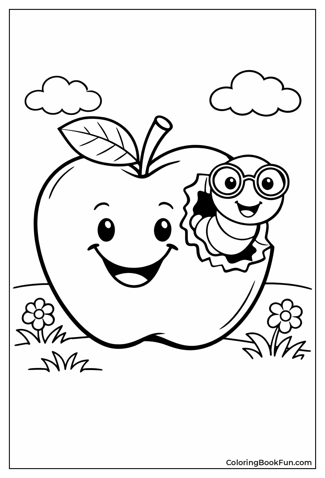 Worm Smiling from Apple Bite