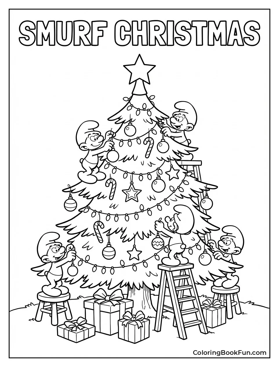 Smurfs Decorate Christmas Tree